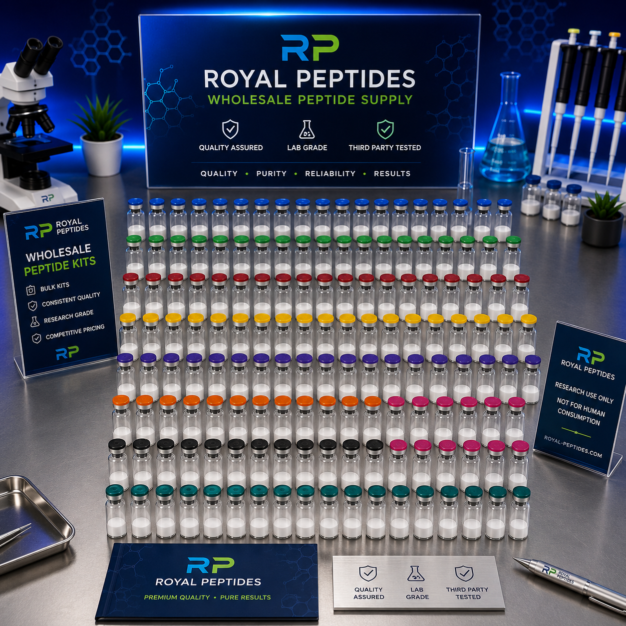 International biotechnology laboratory involved in peptide synthesis and research manufacturing
