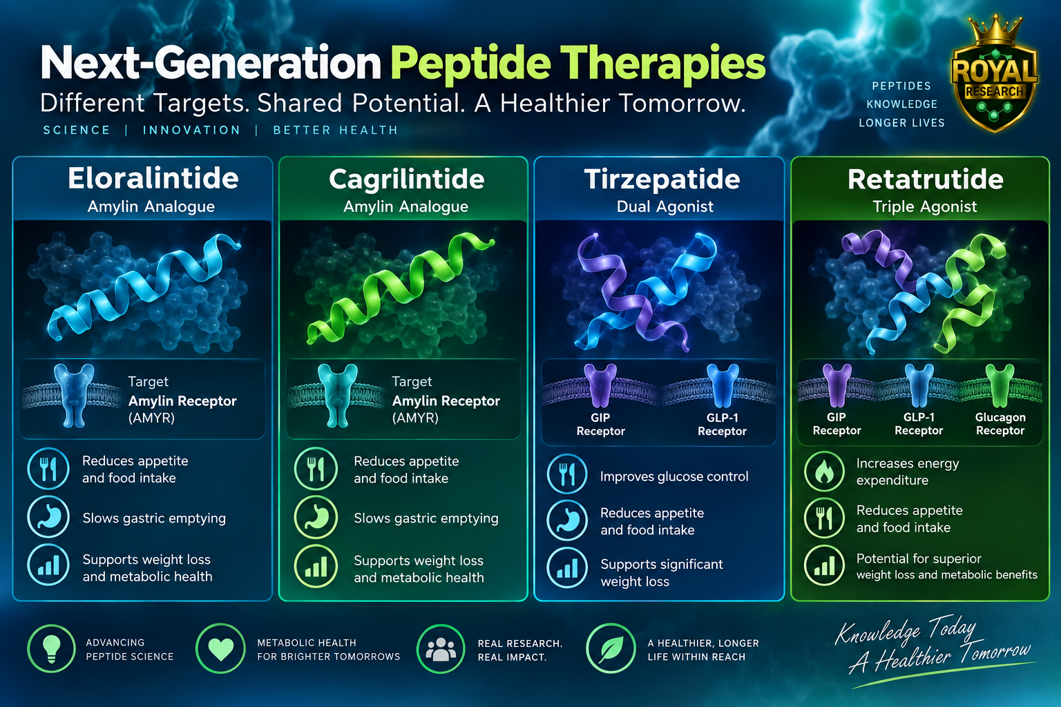 Eloralintide vs Cagrilintide, Retatrutide & Tirzepatide (2026)