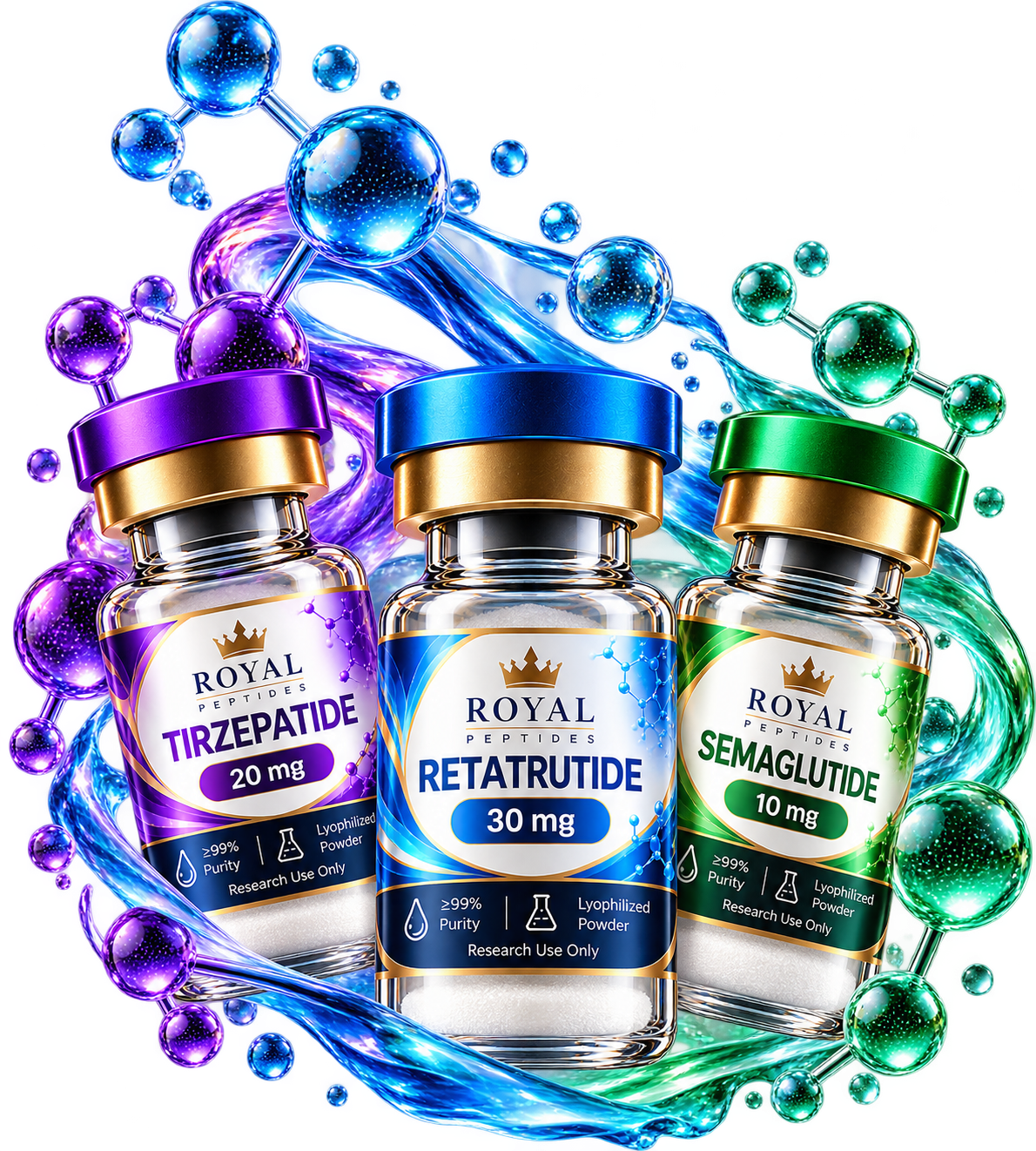 Royal Peptides research vial collection